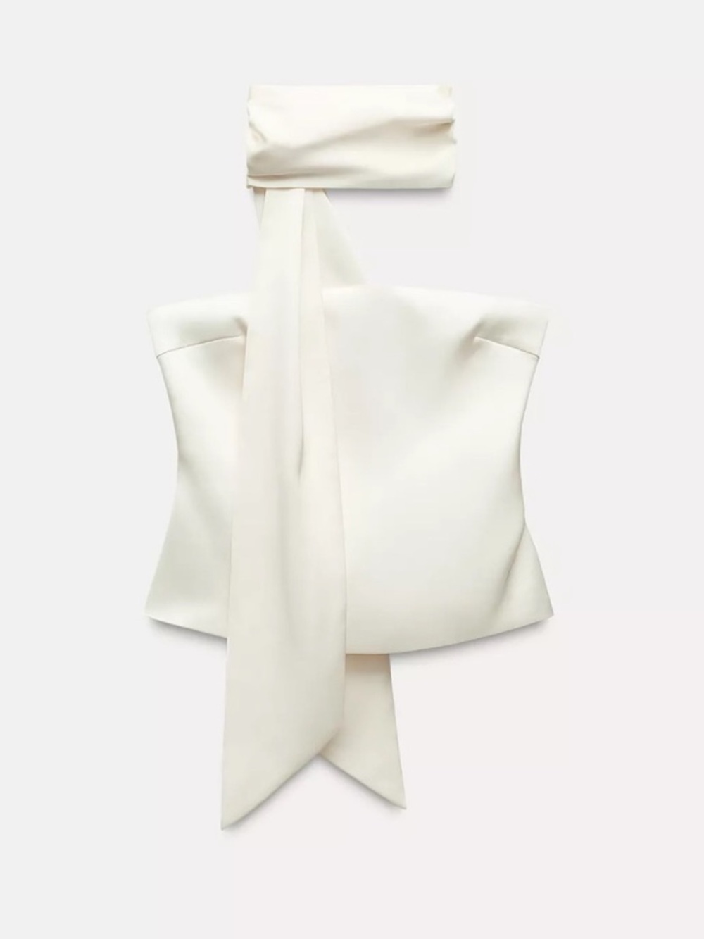NWT Zara Elegant White Satin Drape Top for Women